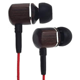 Mtrx Premium Genuine Wood In-Ear Noise-Isolating Headphones With Mic And Nylon Cable (Red)