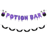 Glitter Potion Halloween Banner Black Purple Witches Haunted House Garland Decor