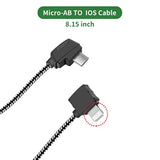 8.15 Inch Micro-Ab To Ios Remote Controller Cable For Dji Mavic Mini/Se/Air/Pro Platinum,Mavic 2 Pro Zoom,Otg Nylon Braided Rc Phone Data Cord(Ios Connector)