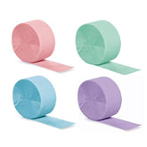 Pastel Rainbow Birthday Party Decoration Crepe Paper Streamers (4 Pack)