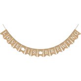 Burlap Love Is Brewing Banner Tea Coffee Themed Bar Bridal Shower Supplies Wedding Engagement Party Garland Decoration