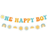 Sun Theme Banner Garland Set 1St Birthday Decorations, One Happy Boy Banner, Boho Sun Garland Accessories, You Are My Sunshine First Birthday Supplies