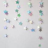40Ft Iridescent Shining Star Hanging Garland Glitter Bunting Banner Backdrop Decor