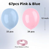 67-Pack Pink & Blue 12" Balloons Gender Reveal Party Decor