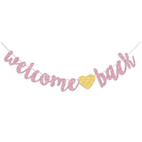 Welcome Back Banner Returning Home Party Paper Sign Teenager Homecoming Returning Home Retiring From The Army Decorations, Rose Gold