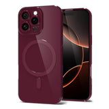 Burgundy Maroon Silicone Magnetic Phone Case for iPhone 16 Pro - Compatible with Magsafe Case, Cute and Girly Glossy Jelly Thin Slim Hard Plastic Mag Safe & Camera Cover Protection