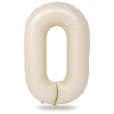 40 In Cream Large Numbers Balloons 0-9, Self Inflating White Sand Foil Number 0 Helium Balloons For Boys Girls, Big Beige Digit 0 Balloons For Women Men Birthday Party Anniversary Supplies Decorations