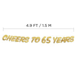 Cheers To 65 Years Gold Glitter Banner - 65Th Birthday And Anniversary Party Decorations