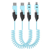 4 In 1 Charging Cable - 65W-4Ft Usb C Coiled Cable,Usb To Usb C Cable For Car,Compatible With Smart Phones?Laptop And More Devices,2 Pack(Blue)