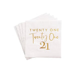 40 Pcs White Gold 21st Birthday Cocktail Napkins 10x10 Inch Disposable Supplies