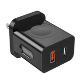 20W For Apple Watch Charger, Pd 3-In-1 Portable Fast Charger With Magnetic Wireless Charging, Dual Ports Usb C Wall Charger Block Compatible With Iphone, Tablet, Apple Watch Series,Black