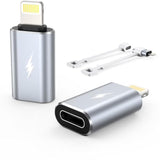 TechMatte Female USB C to Male Lightning Adapter 2 Pack 2.2A Charging Data Transfer, Compatible with iPhone 14, 13, 12, 11 Xs iPad iPod AirPods, Not for Audio Headphones/OTG Firewire Anti-Lost, Grey