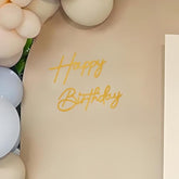 Happy Birthday Sign For Backdrop - 17.5 Inch Glitter Felt Birthday Party Letters Sign For Men, Boys & Girls, Wall Photo Prop & Balloon Arch Backdrop Decorations - Glitter Gold