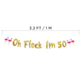 Oh Flock I'M 50 Gold Glitter Banner - Happy 50Th Birthday Party Decorations, Gifts, Supplies And Favors