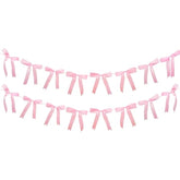 2Pcs Pink Bow Garland Banner, Satin Ribbon Decorations For Coquette Theme Birthday And Bridal Shower Party Decor (Bow)