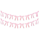 2Pcs Pink Bow Garland Banner, Satin Ribbon Decorations For Coquette Theme Birthday And Bridal Shower Party Decor (Bow)