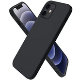 Compatible With 12 Mini Case, Slim Liquid Silicone 3 Layers Full Covered Soft Gel Rubber With Microfiber Case Cover 5.4 Inch-Black