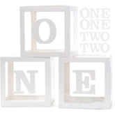 1St Birthday Decorations For Boys - 3Pcs Boxes With Letters For Photoshoot Props (White)