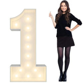 4Ft Light Up Numbers Pre-Cut Frame Giant Marquee Numbers 1, Mosaic Numbers For Balloons, First 1St 21St Birthday Anniversary Decorations Party Decor