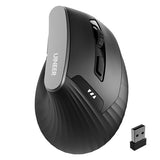 2.4G Wireless Ergonomic Mouse, Rechargeable Vertical Mouse For Work/Office/Gaming, Computer Laptop Mouse With Usb-A Receiver, 6 Buttons, 4- Dpi Optical Mice For Windows, Mac Os, Black