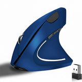 Ergonomic Vertical Wireless Mouse Stylish Rechargeable 2.4G Optical Mice Cordless Mouse With Usb Receiver, 800/1200 /1600 Dpi, 5 Buttons For Laptop,Pc,Mac,Computer (Blue)