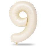 40 Inch Balloon Number 9 Beige, Large Cream Foil Number Balloons Set 0-9, Nude Neutral Digital 9 Helium Balloons For Girls Boys Men Women 9Th Birthday Anniversary Graduation Christmas Party Decoration