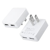 Dual Port Ultra Thin Flat Usb Wall Charger With Smart Ic, 2 Pack