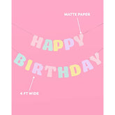 Pastel Happy Birthday Banner - 1 Piece | Rainbow Bday Party Decoration