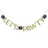 Dog Themed Party Banner Garland For Pet Birthday Party Decor Dog Pa Photo Prop Backdrop (Gold)