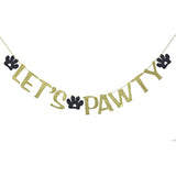 Dog Themed Party Banner Garland For Pet Birthday Party Decor Dog Pa Photo Prop Backdrop (Gold)