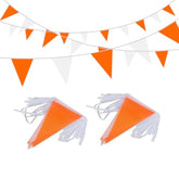 100Ft Orange White Pennant Banner Flags Fabric Triangle Bunting for Party Decor