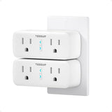 2 Pack Smart Plug, Wifi Smart Outlet With Dual Sockets, Compatible With Alexa And Google Home, Remote Control Outlet With Timer Function, Voice Control, Surge Protection, 2.4Ghz Wifi Only