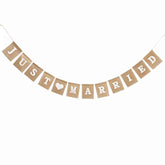 Jute Burlap "Just Married" Bunting Banner Vintage Hessian Flag Wedding Decoration