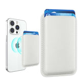 Stronger Magnetic Wallet Cell Phone Card Holder For Iphone 15 Series, Rfid Leather Phone Wallet Stick On Series Of Iphone 14/13/12 Pro/Promax And Devices, White