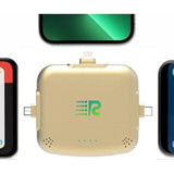 Universe 3 In 1 Portable Charger – 3300Mah, 2.4A High-Speed Fast Charging Compatible With Iphone And Android Lightning, Type C, Micro-Usb Charges 3 Devices At A Time Pre-Charged Rc33 Gold