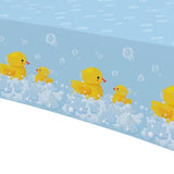 Rubber Duck Party Decorations Tablecloth - Disposable Duck Party Supplies Table Cover, Bubble Bath Rubber Duck Theme Table Cloth For Birthday Baby Shower - 3 Pack (54In X 108In)