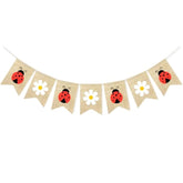Daisy Ladybug Banner Burlap Bunting Garland Ladybug Party Decorations For Wedding Baby Shower Birthday Insect Theme Garden Party Supplies Home Wall Classroom Hanging Decor