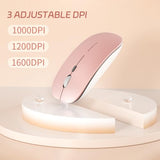 Q5 Slim Rechargeable Wireless Mouse, 2.4G Portable Optical Silent Ultra Thin Wireless Computer Mouse With Usb Receiver And Type C Adapter, Compatible With Pc, Laptop, Desktop (Rose Gold)