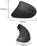 2.4G Wireless Vertical Ergonomic Optical Mouse For Work, Multi-Device Connectivity, 800/1200 /1600 Dpi, 5 Buttons For Laptop, Desktop, Pc - Black