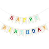 Burlap Happy Birthday Banner, Colorful Assembled Happy Birthday Banner Sign Garland For Boys Girls Rustic Party Decorations