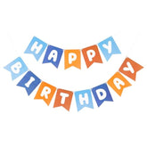 Blue & Orange Happy Birthday Banner Pre-Strung Sign for Women/Men Party Decor