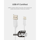 Belkin BoostCharge Braided USB-C to USB-A Cable (1M/3.3ft) for iPhone 16, iPhone 16 Pro, Samsung Galaxy S25, S24, Note20, Google Pixel 9 & 8, iPad Pro, Nintendo Switch 2, Carplay & More - White