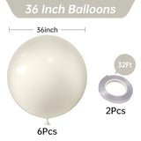 6pcs 36" Retro White Sand Balloons — Giant Latex Decor for Parties & Events