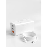 65W Usb C Charger, 3-Port Pd Fast Charger Block– Compact Usb-C Power Adapter, For Macbook Pro/Air, Iphone 16/15/14, Ipad Pro/Air, Galaxy, Steam Deck, Dell Xps 13 & More (White, With Cable)