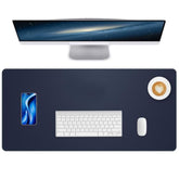 Large Desk Mouse Pad Protector, Stitched Locking Edge Non-Slip Pu Leather Desk Mat Laptop Table Pad Blotter, Waterproof Durable Writing Pad For Office And Home (Dark Blue, 90 X 43Cm)
