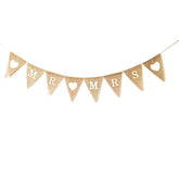 Burlap Bunting Banner Triangle Heart Mr Mrs