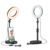 Desk Ring Light with Telescopic Stand for Phone Laptop Selfies and Streaming