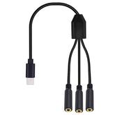 USB C to 3.5mm Aux Jack Cable, 1 to 3 Ways USB C to 3.5mm TRS Female Splitter Headphone Stereo Cable Compatible with Headphone, Galaxy, MacBook,