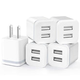 Usb Wall Charger, 5-Pack 2.1A/5V Dual Port Usb Cube Power Adapter Charger Plug Charging Block Replacement For Iphone Xs/Xr/X, 8/7/6 Plus, Samsung, Htc, Lg, Moto, Android Phones
