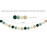 Boho Pom-Pom Garland Sage Green - Set Of 2, Sage Nursery Wall Decor, Baby Shower Wedding Backdrop, Christmas Fireplace Mantel, Gender Neutral